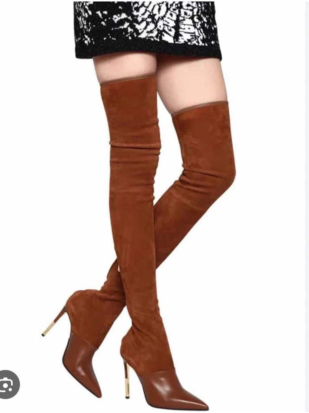 Balmain Amazone Brown Over-the-Knee Suede Stiletto Boots38/8 NWT!